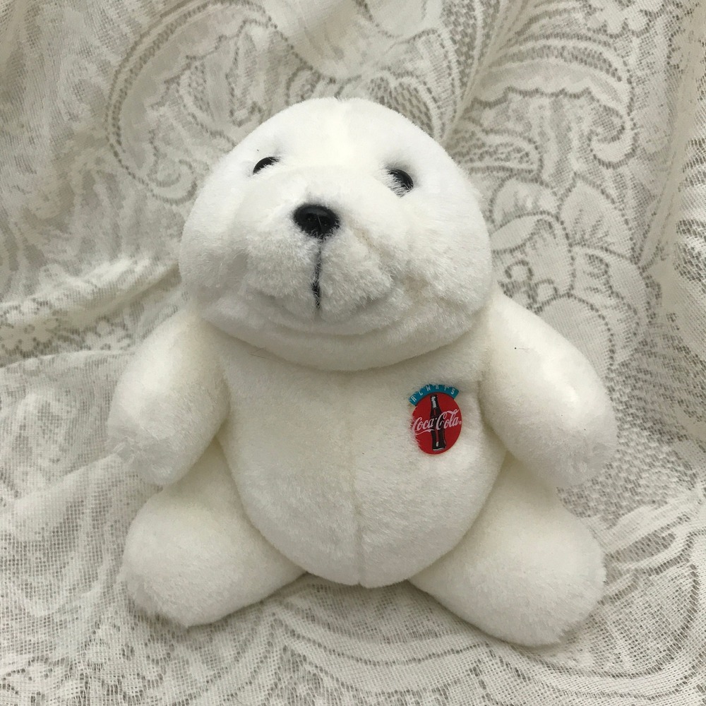 Vintage Coca Cola Always White Polar Bear Plush Toy -‎ Collectible Bear (7")
